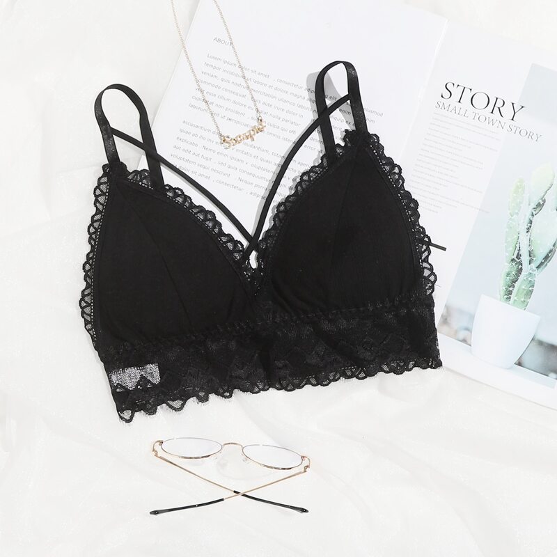 

Lace Trim Bralette, Black