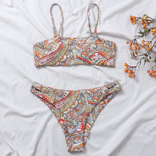 

Paisley Print Bikini Swimsuit, Multicolor