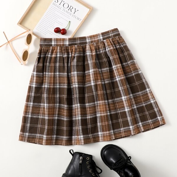 

Girls Elastic Waist Tartan Skirt, Multicolor