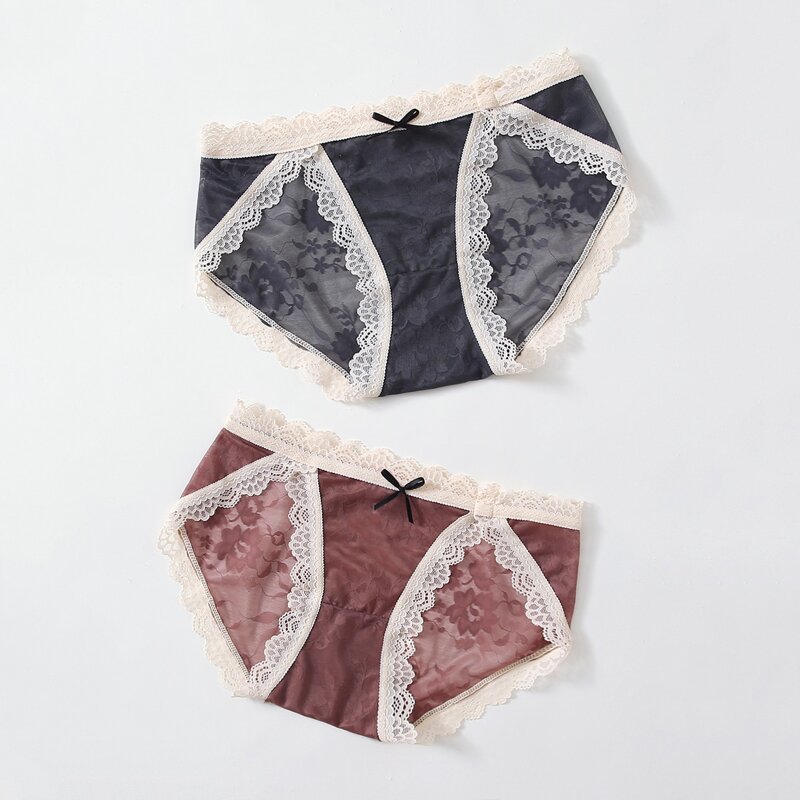 

2pack Lace Trim Panty Set, Multicolor