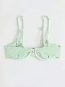 Swim Mod Summer Beach Ribbed Underwire Bikini Top - Mint Green - View 2