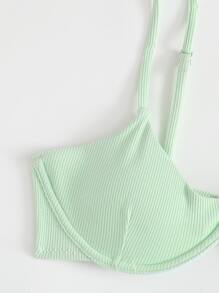 Swim Mod Summer Beach Ribbed Underwire Bikini Top - Mint Green - View 3