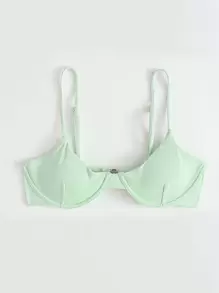 Swim Mod Summer Beach Ribbed Underwire Bikini Top - Mint Green - View 4