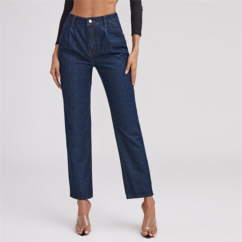 

Dark Wash High Waist Straight Leg Jeans