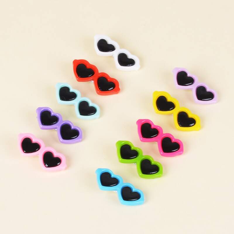 

10pcs Colorful Heart Shaped Hair Clip, Multicolor