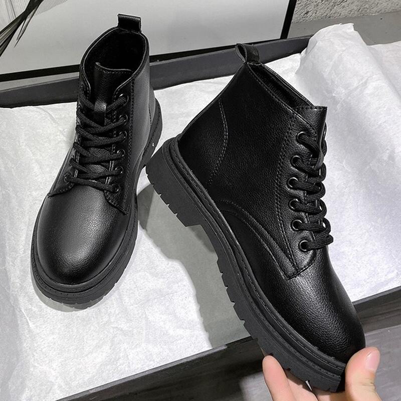 

Lace-up Ankle Combat Boots, Black