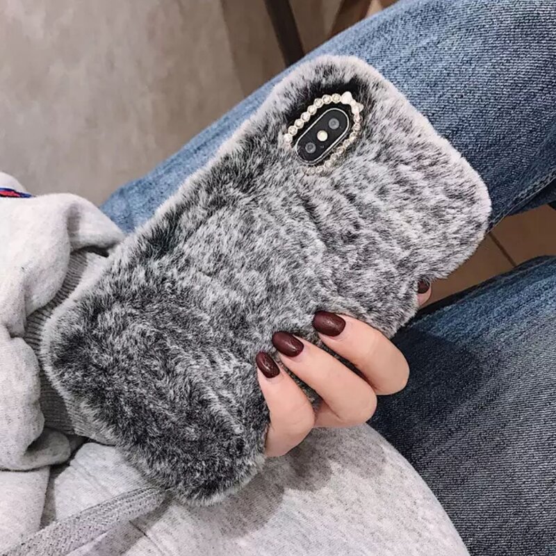 

Solid Fluffy iPhone Case, Dark grey