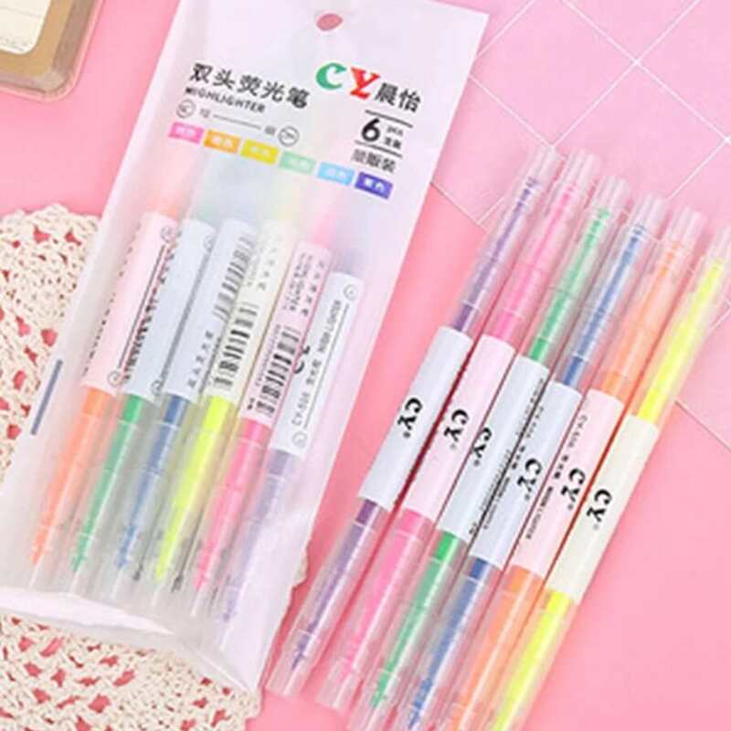 

6pcs Double Ended Marker Pen, Multicolor