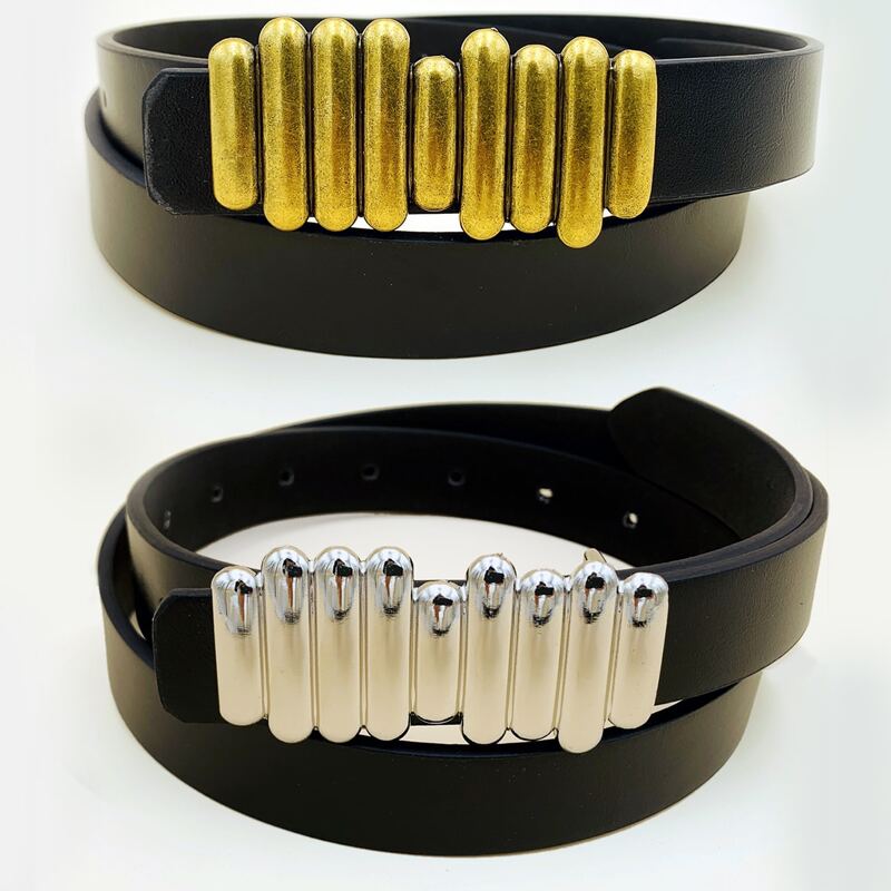 

2pcs Bar Buckle Belt, Multicolor