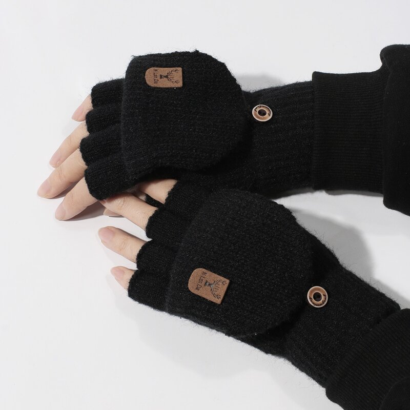 

Half Finger Flip Cover Gloves, Black