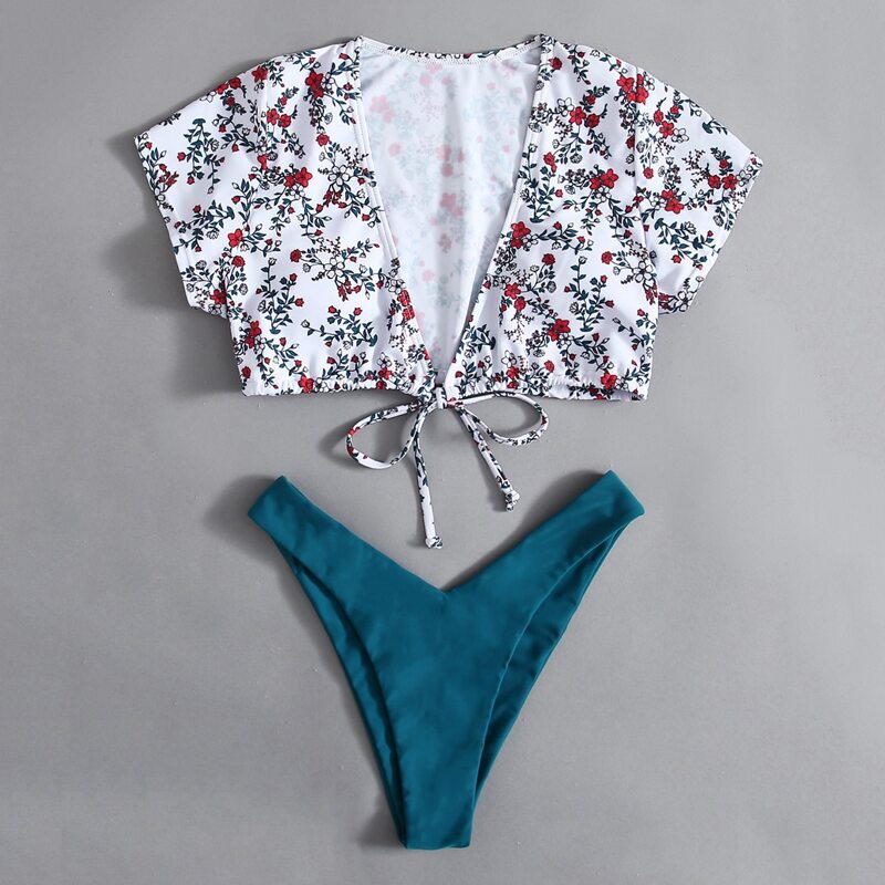 

Ditsy Floral High Leg Bikini Swimsuit, Multicolor