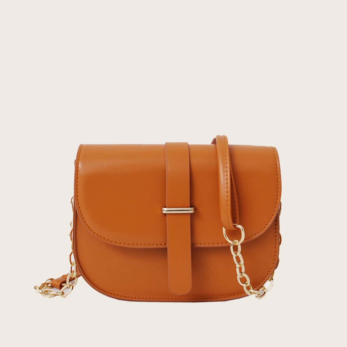 

Solid Flap Saddle Bag, Brown