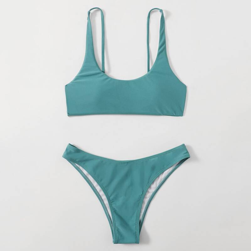

Solid Bikini Swimsuit, Green