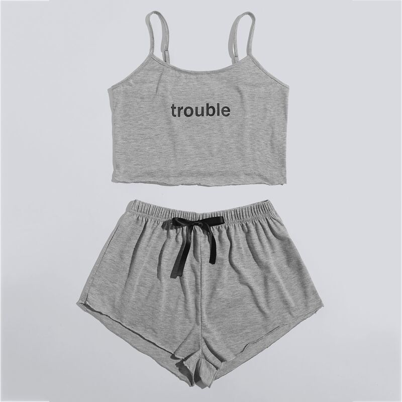 

Letter Graphic Cami PJ Set, Grey