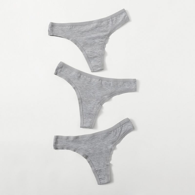 

3pack Solid Thong Set, Grey