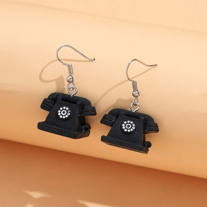

Retro Telephone Drop Earrings, Black
