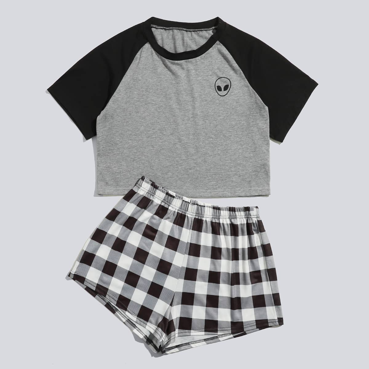 

Alien & Gingham Graphic PJ Set, Multicolor