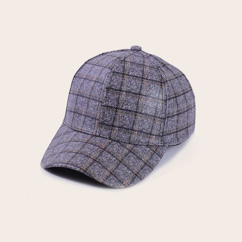 

Plaid Baseball Cap, Grey