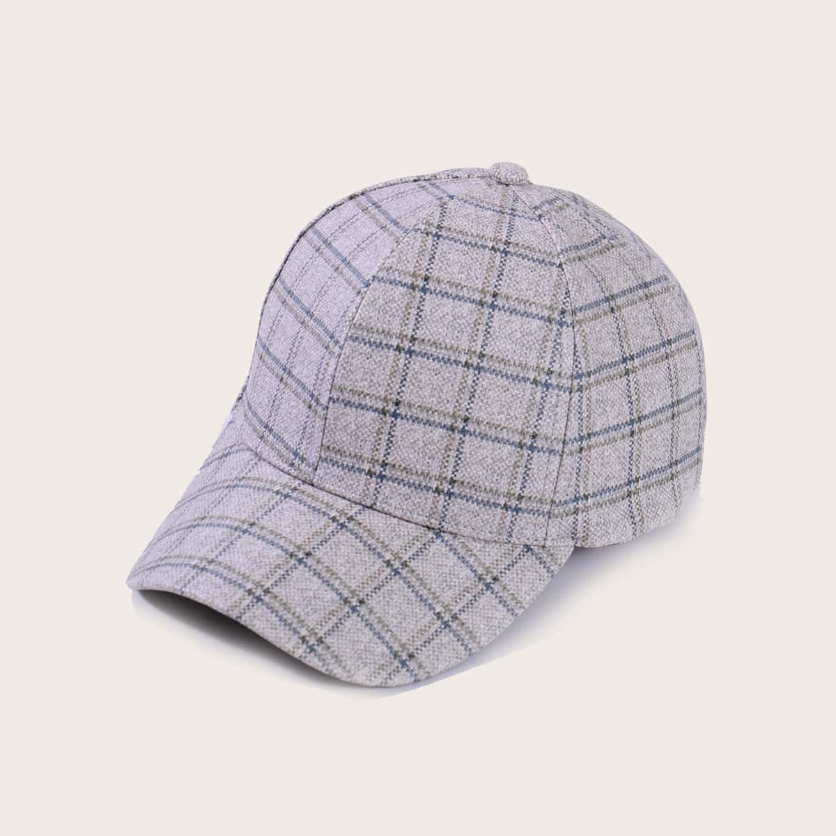 

Plaid Baseball Cap, Light grey