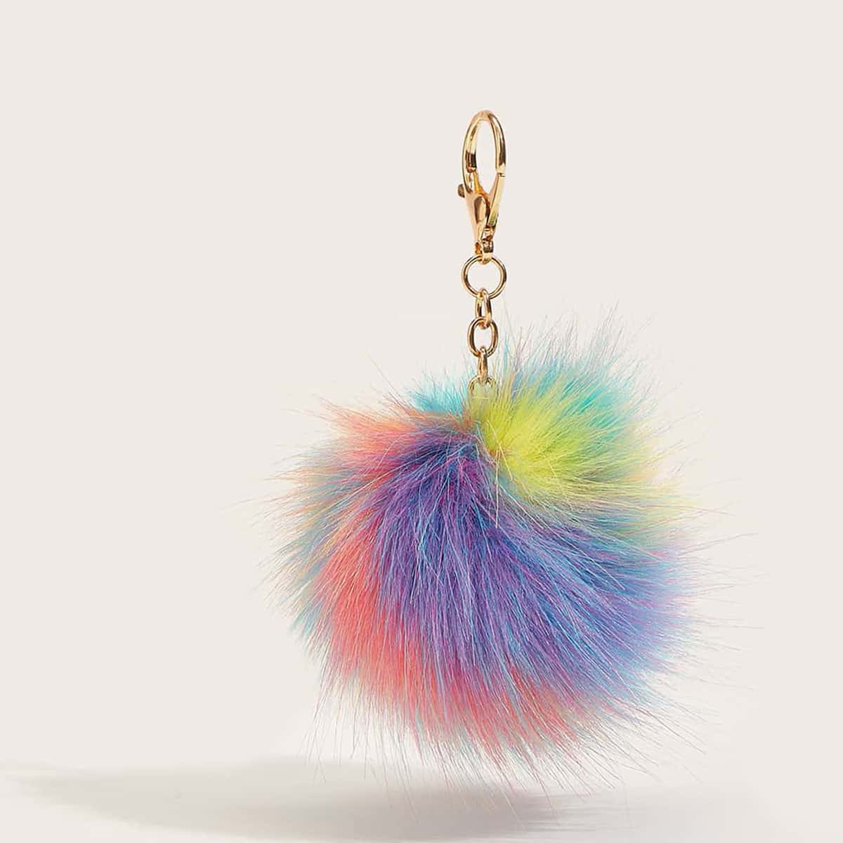 

Tie Dye Pom Pom Keychain, Multicolor