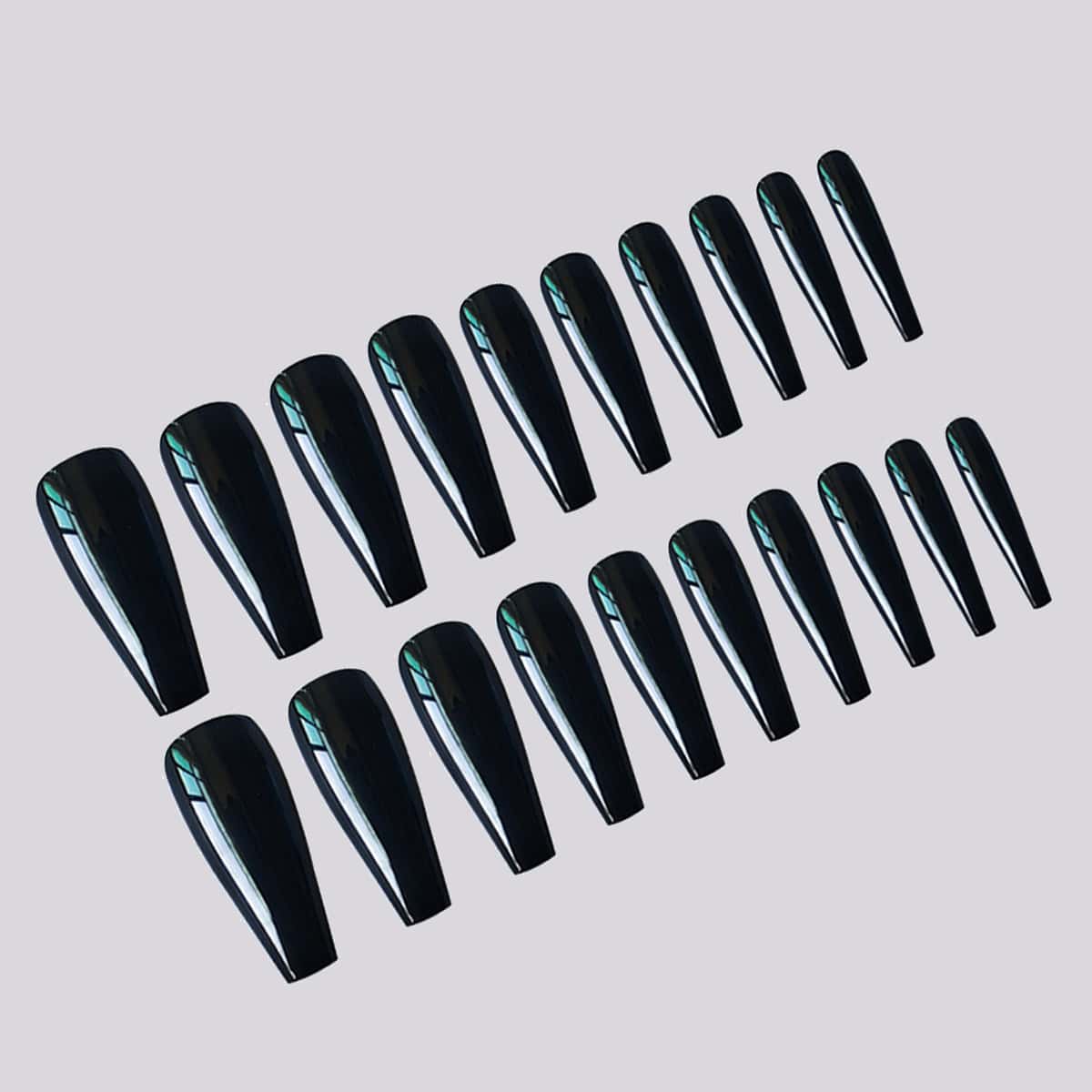 

24pcs Solid Fake Nail & 1sheet Tape, Black