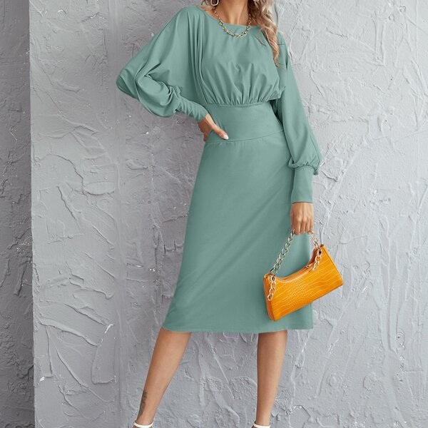 

Batwing Sleeve Empire Waist Dress, Mint green