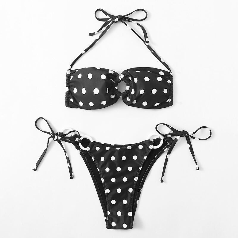 

Polka Dot Ring Decor Bikini Swimsuit, Multicolor