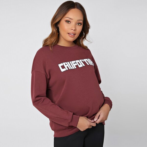 

Maternity Letter Graphic Drop Shoulder Pullover, Maroon