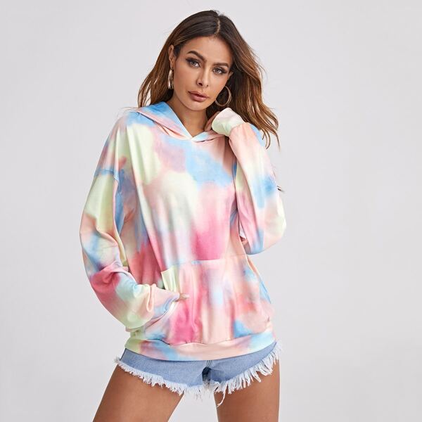 

Tie Dye Kangaroo Pocket Hoodie, Multicolor