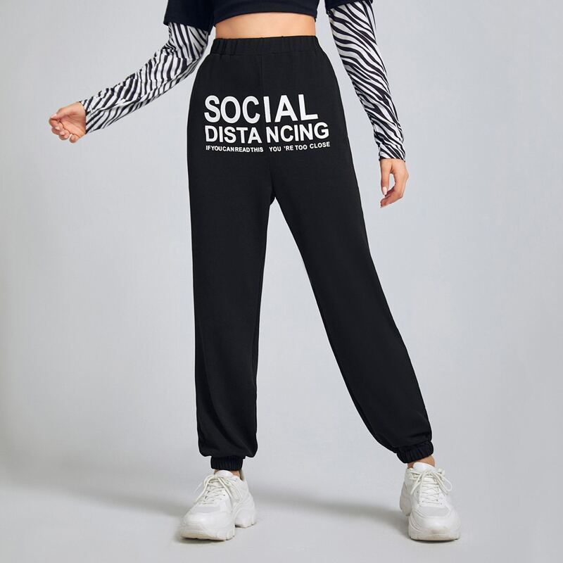 

Letter Graphic Sweatpants, Black