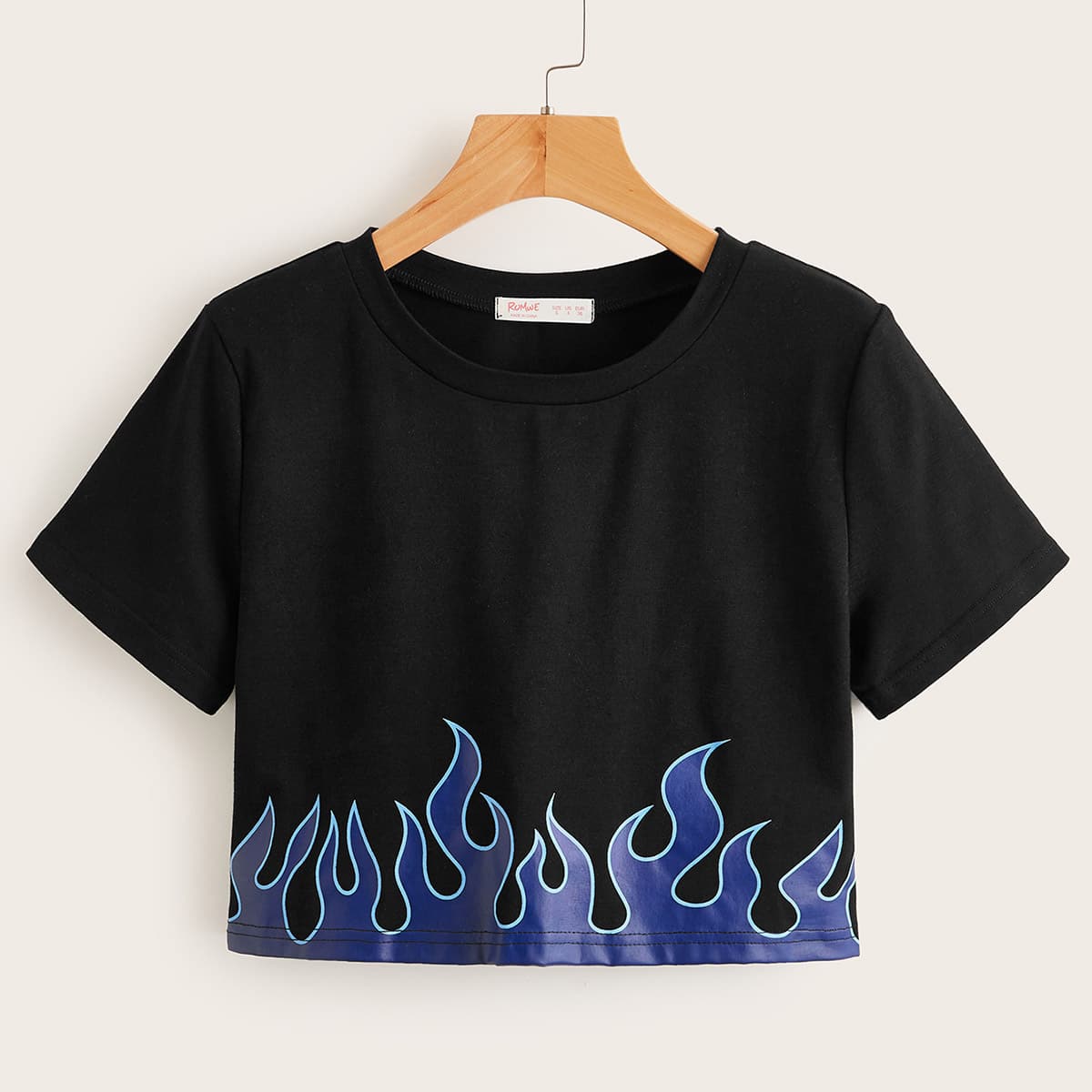 

Fire Pattern Crop Tee, Black