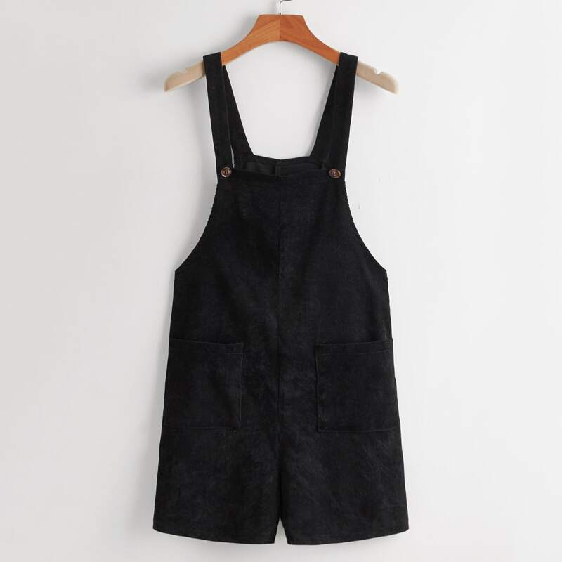

Overall Corduroy Romper, Black