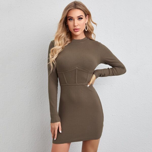 

Seam Front Bodycon Dress, Mocha brown