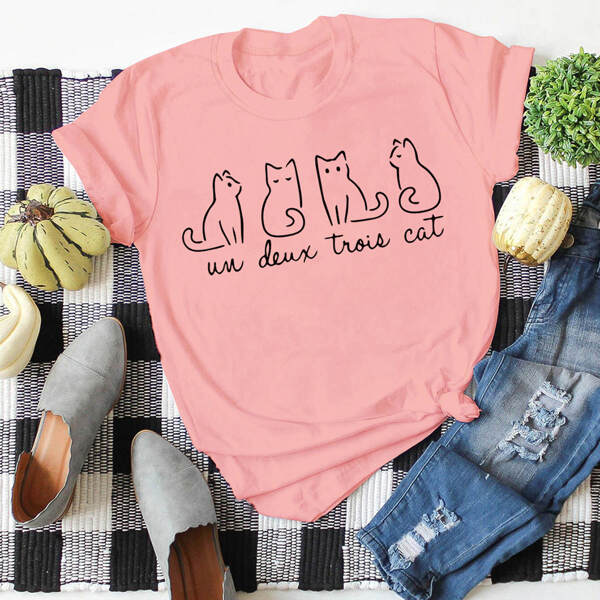 

Slogan And Cartoon Graphic Tee, Baby pink