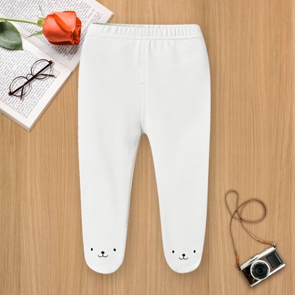 

Baby Girl Cartoon Graphic Footed Pants, White