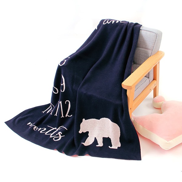 

Newborn Unisex Cartoon & Letter Pattern Blanket Photography Prop, Navy blue