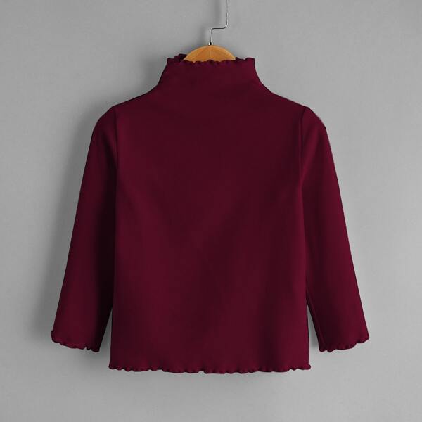 

Toddler Girls Solid Lettuce Trim Tee, Maroon