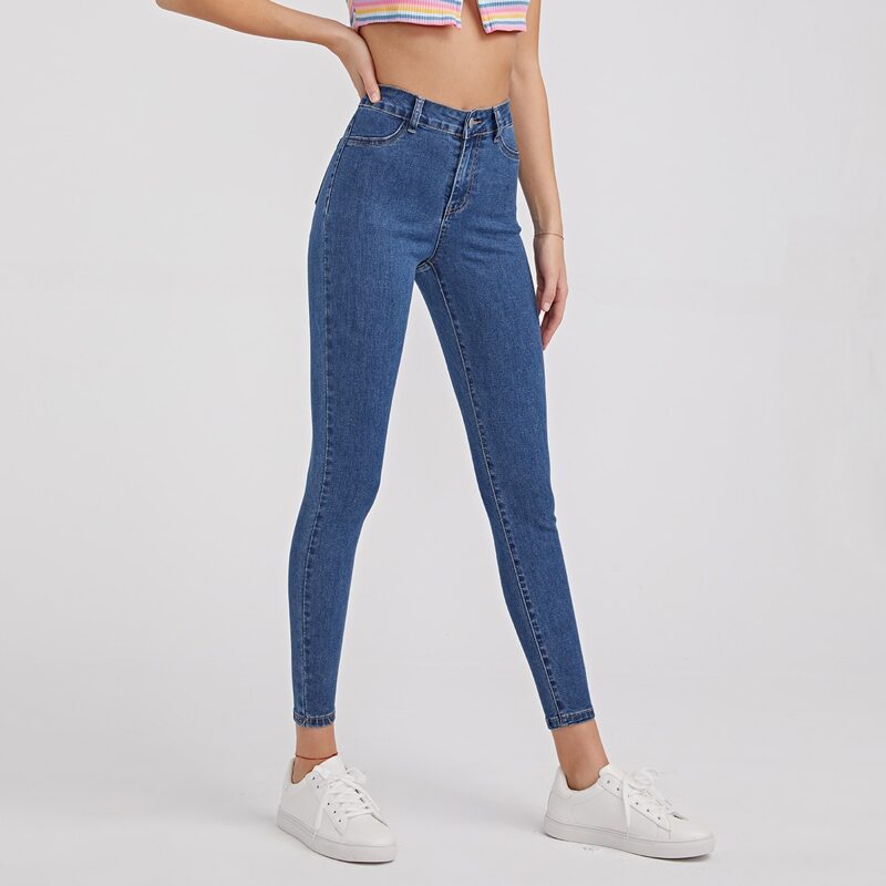 

High Waist Skinny Cropped Jeans, Medium wash