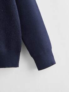 SHEIN Jersey con patrón de planeta - Azul Marino - Ver 3