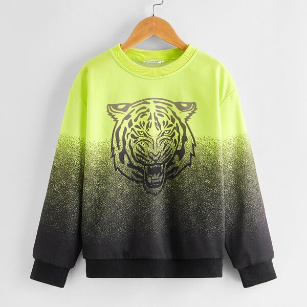 

Boys Tiger Graphic Ombre Pullover, Multicolor