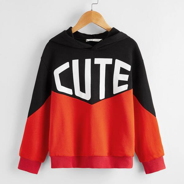 

Boys Letter Graphic Colorblock Hoodie, Multicolor