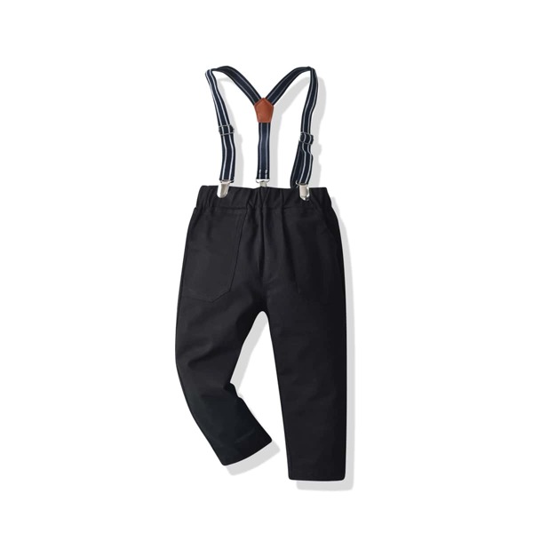 

Toddler Boys Stripe Tape Suspender Pants, Black