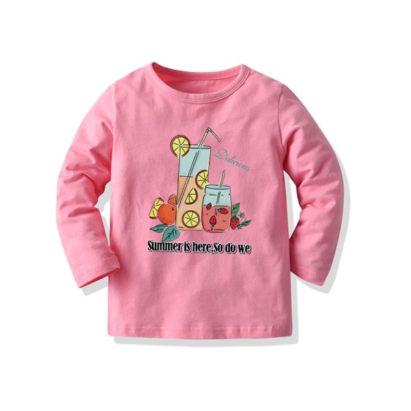 

Toddler Girls Slogan & Fruit Print Tee, Pink