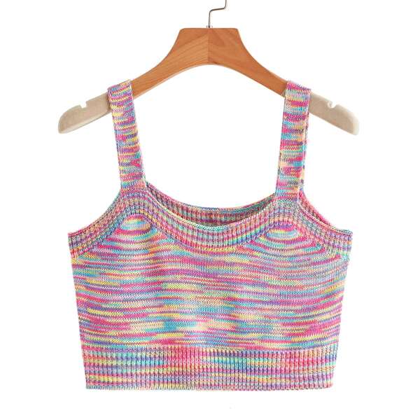 

Crop Space Dye Knit Top, Multicolor