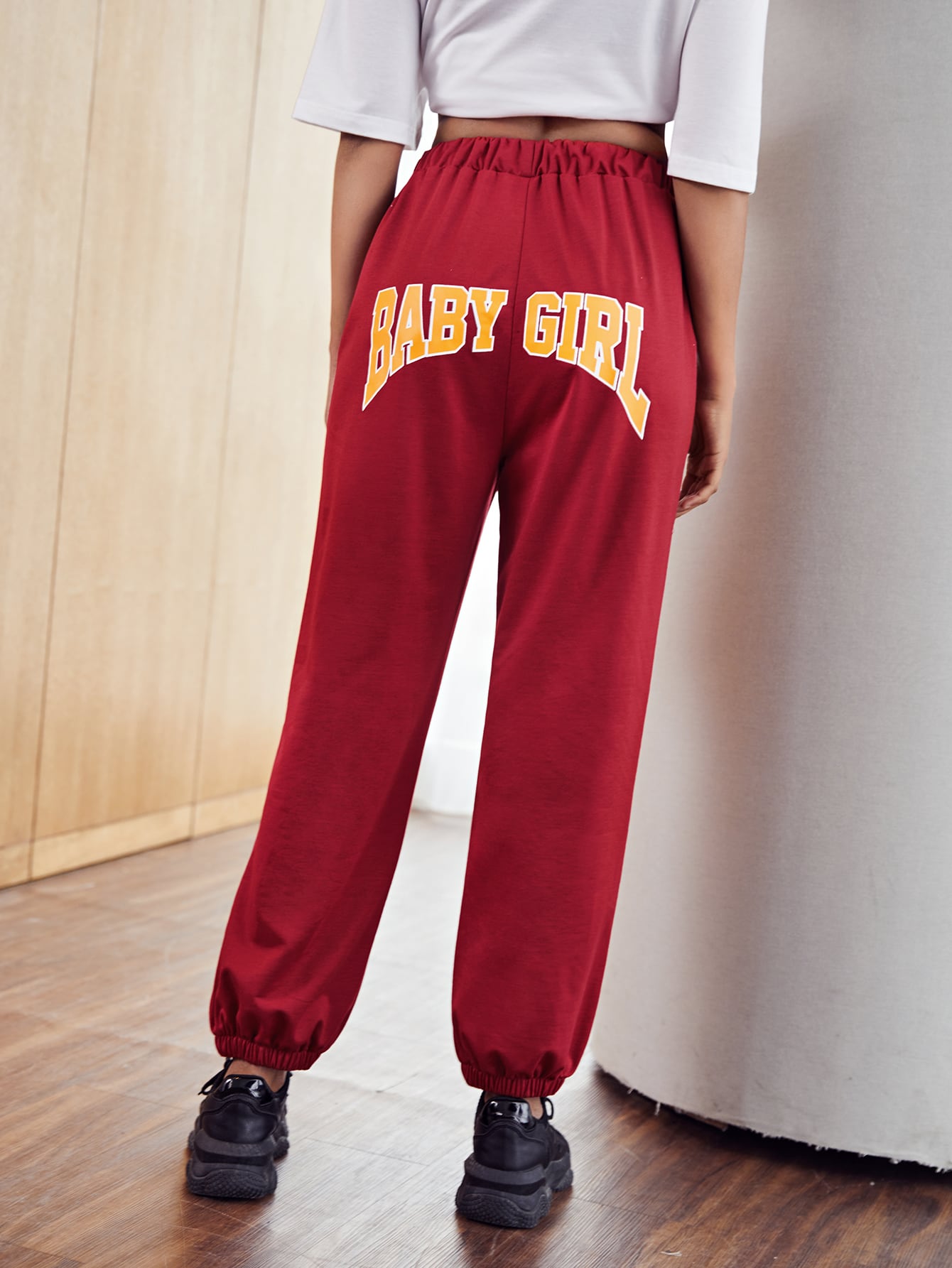 Letter Graphic Back Drawstring Waist Sweatpants thumbnail