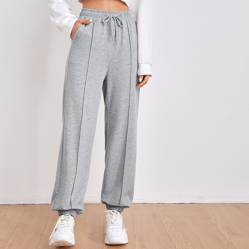 

Drawstring Waist Solid Sweatpants, Grey