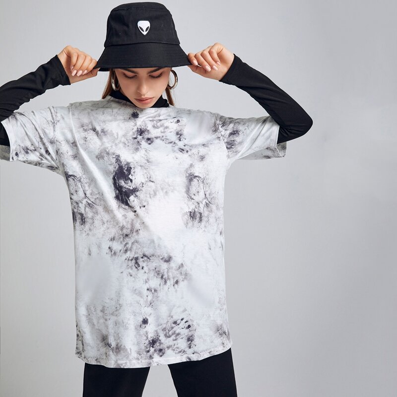 

Tie Dye Oversized Tee, Black and white