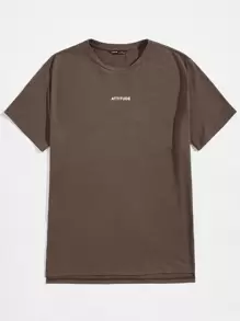 Manfinity RebelGame Áo thun nam chữ - Màu nâu Sô-cô-la - Xem 1