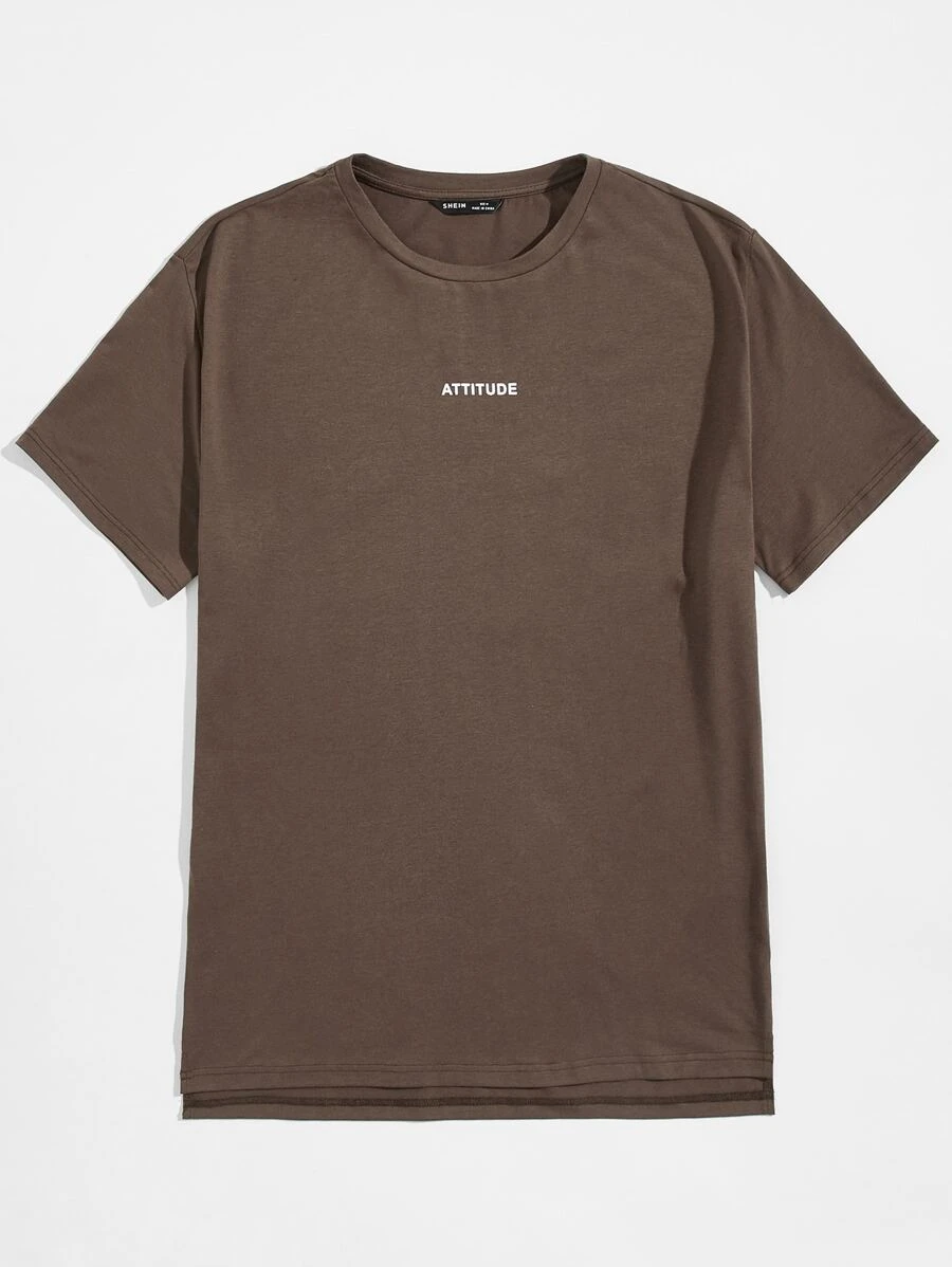 Manfinity RebelGame Áo thun nam chữ - Màu nâu Sô-cô-la - Xem 1