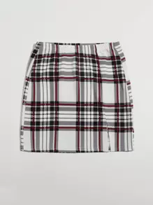 SHEIN Essnce Tartan Slit Hem Skirt